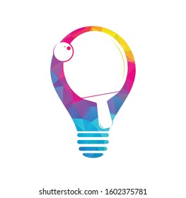 Table tennis rackets with ball bulb concept logo vector illustration. Table tennis retro logo or ping pong sport club vintage label vector.