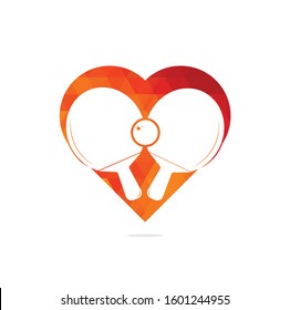 Table tennis rackets with ball heart shape concept vector illustration. Table tennis and ping pong rackets with ball logo.