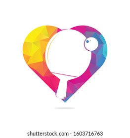 Table tennis rackets with ball heart shape concept logo vector illustration. 