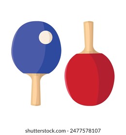 Table tennis rackets and ball icon in cartoon style on a white background.