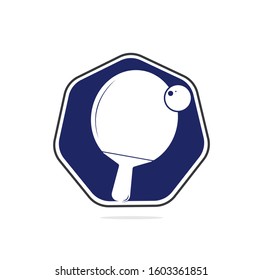 Table tennis rackets with ball logo vector illustration. Table tennis retro logo or ping pong sport club vintage label vector.