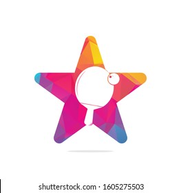 Table tennis rackets with ball logo vector illustration. Table tennis star shape concept retro logo or ping pong sport club vintage label vector.