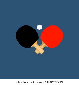Table tennis rackets and a ball sports match symbol, vector