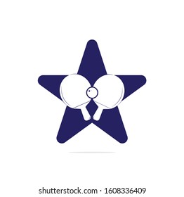 Table tennis rackets with ball star shape concept vector illustration. Table tennis and ping pong rackets with ball logo.