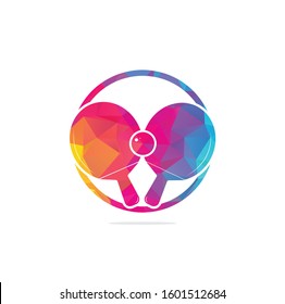 Table tennis rackets with ball vector illustration. Table tennis and ping pong rackets with ball logo.