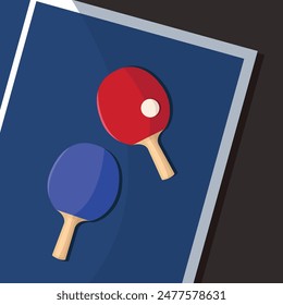 Table tennis rackets and ball. Vector illustration in flat design style.