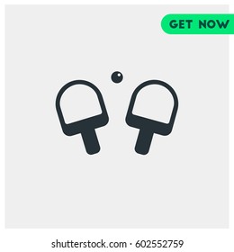Table Tennis Rackets & Ball Vector Icon, The outlined symbol of tennis accessories. Simple, modern flat vector illustration for mobile app, website or desktop app  
