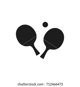 Table tennis rackets and ball Vector black icon on white background.