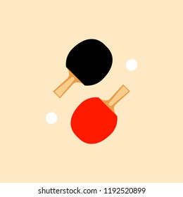 Table tennis rackets and balls sports match symbol, vector