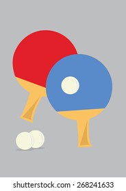 Table tennis rackets and balls. Vector Illustration