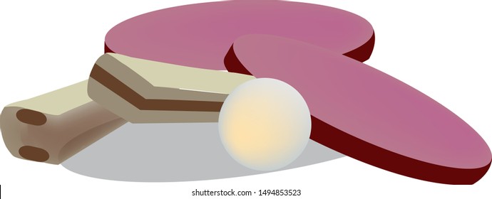 table tennis rackets with white ball