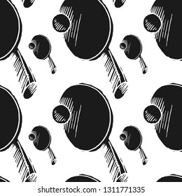 table tennis rocket and ball vector seamless pattern