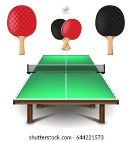 Table tennis set isolated on white photo-realistic vector illustration