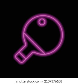 Table tennis simple icon. Flat desing. Purple neon on black background.ai