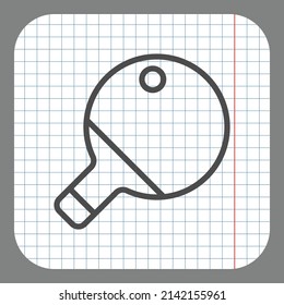 Table tennis simple icon. Flat desing. On graph paper. Grey background.ai
