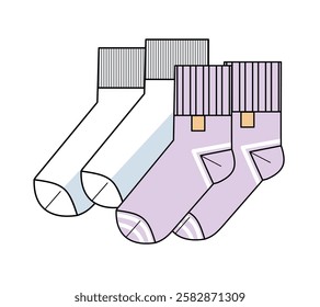 Table tennis socks vector illustration technical flat drawing by adobe illustrator.