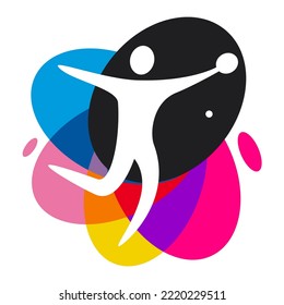 Table tennis sport graphic with colorful design elements.