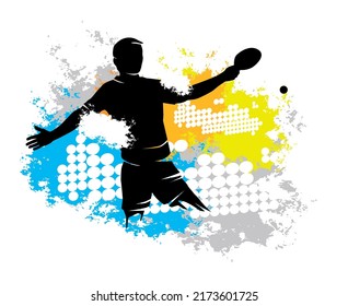 Table tennis sport graphic with dynamic background.