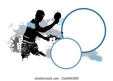 Table tennis sport graphic with text buttons.