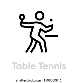 Table Tennis sport icons. Editable stroke