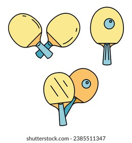 Table tennis sport icons set. Outline set of table tennis sport vector icons thin line color flat on white