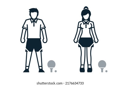 Table Tennis, Sport Player, People and Clothing icons with White Background