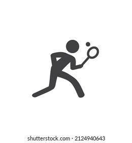 Icono vectorial del deporte de tenis de mesa. signo plano relleno para concepto móvil y diseño web. Icono de glifo jugador de ping-pong. Símbolo, ilustración del logotipo. Gráficos vectoriales