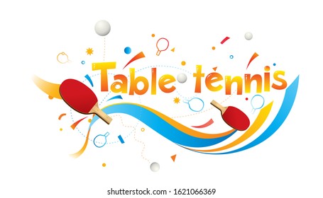 Table tennis sports banner or poster design. Vector abstract colored sports background. 