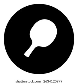 A table tennis symbol in the center. Isolated white symbol in black circle. Vector illustration on white background