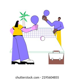 Table Tennis Tournament Isolated Cartoon Vector Illustrations. Group Of Diverse Colleagues Playing Table Tennis In Office Game Room Together, Work Break, Modern Workplace Vector Cartoon.