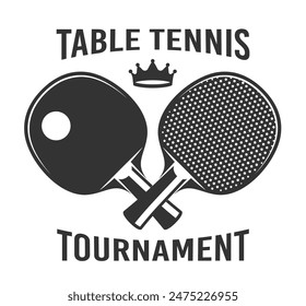 Table Tennis Tournament Logo With Crossed Rackets and a Crown Over Them