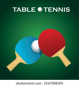 Table tennis tournament poster. Flat vector ping pong rackets and ball