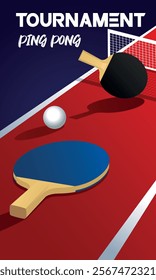 Table tennis, two rackets and a ball. Ping pong poster for printing