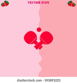 Table tennis vector  icon. Strawberry Background.