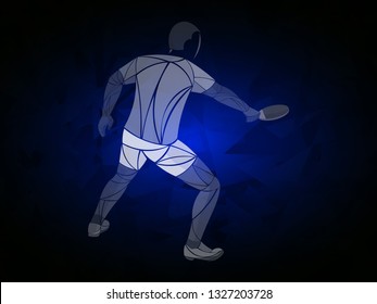 Table tennis vector, stylized, white player, athlete