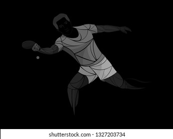 Table tennis vector, stylized, white player, athlete