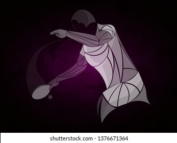 Table tennis vector, stylized, white player, athlete