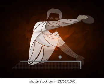 Table tennis vector, stylized, white player, athlete