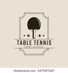 table tennis vintage logo icon and symbol with emblem, minimalist game tournament vector illustration design