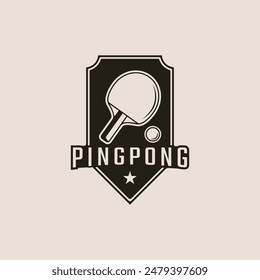 table tennis vintage logo icon and symbol with emblem, minimalist game tournament vector illustration design