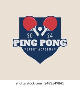 table tennis vintage logo icon and symbol with emblem, minimalist game tournament vector illustration design
