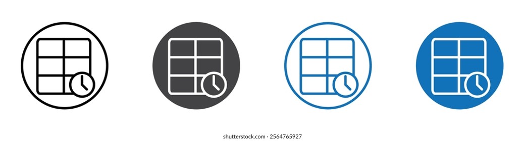 Table timer icon flat editable icon mark set.