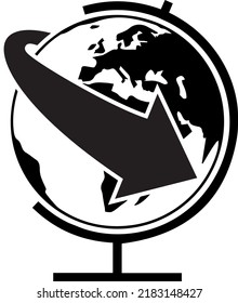 table top globe with arrow black and white