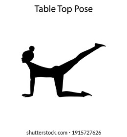 Table Top Pose Yoga Workout Silhouette auf weißem Hintergrund. Vektorgrafik