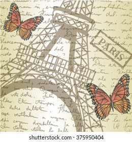 table top with sketching paper and butterfly