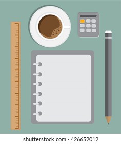 Table top view. Vector illustrations.