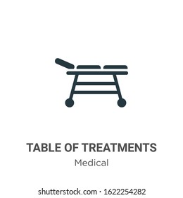 Table of treatments glyph icon vector on white background. Flat vector table of treatments icon symbol sign from modern medical collection for mobile concept and web apps design.