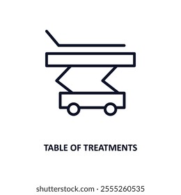 table of treatments outline icon.  Thin line icon from medical collection. Editable vector isolated on white background
