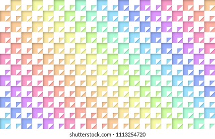 Table triangle in square rainbow pastel and white color with shadow