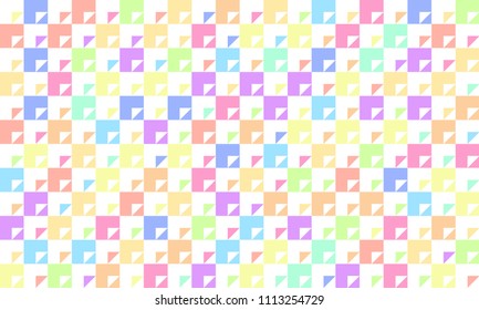 Table triangle in square random rainbow pastel and white color